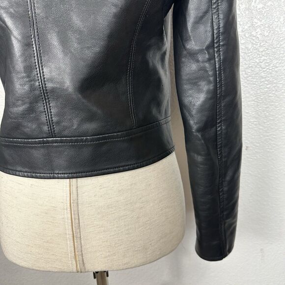 Blank NYC Jacket Women Small Black Vegan Leather Moto Cropped Biker Rock Edgy - Picture 8 of 12